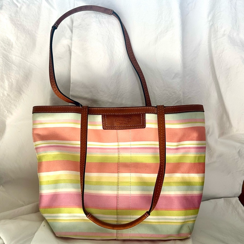 Large Vintage Coach Hampton Bag - Poppy Stripe